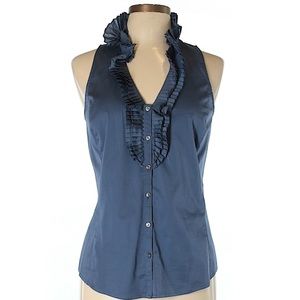 Ann Taylor sleeveless blue button down